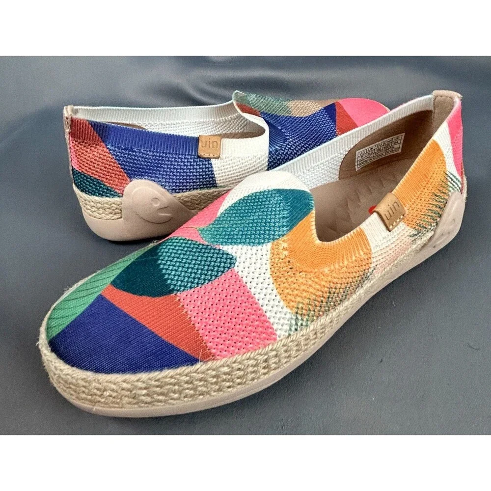 UIN Broad Leaf Marbella Bright Print Slip On Travel Shoes Size 8